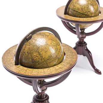 (GLOBES.) Nicholas Lane. A New Globe of the Earth [and] [Untitled Celestial Globe].
